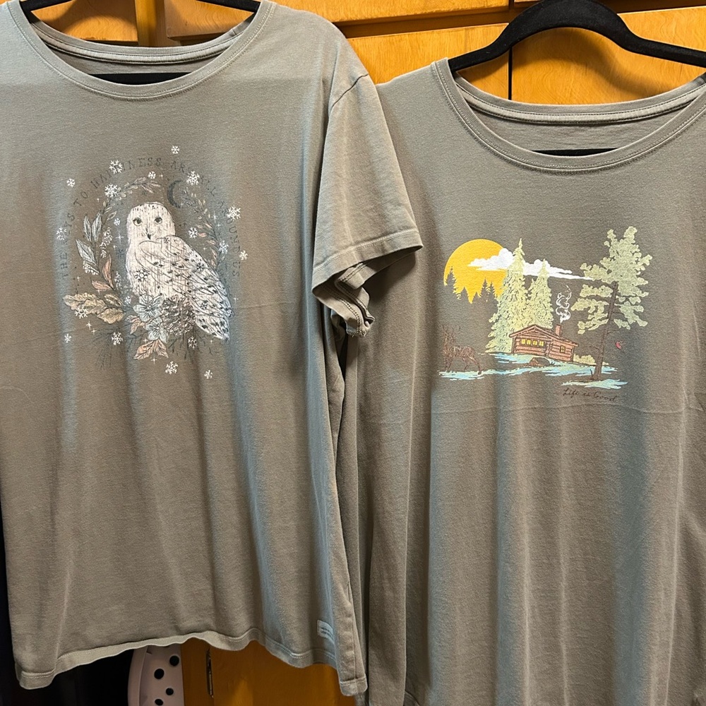 Two Life Is Good Olive Green T-Shirts